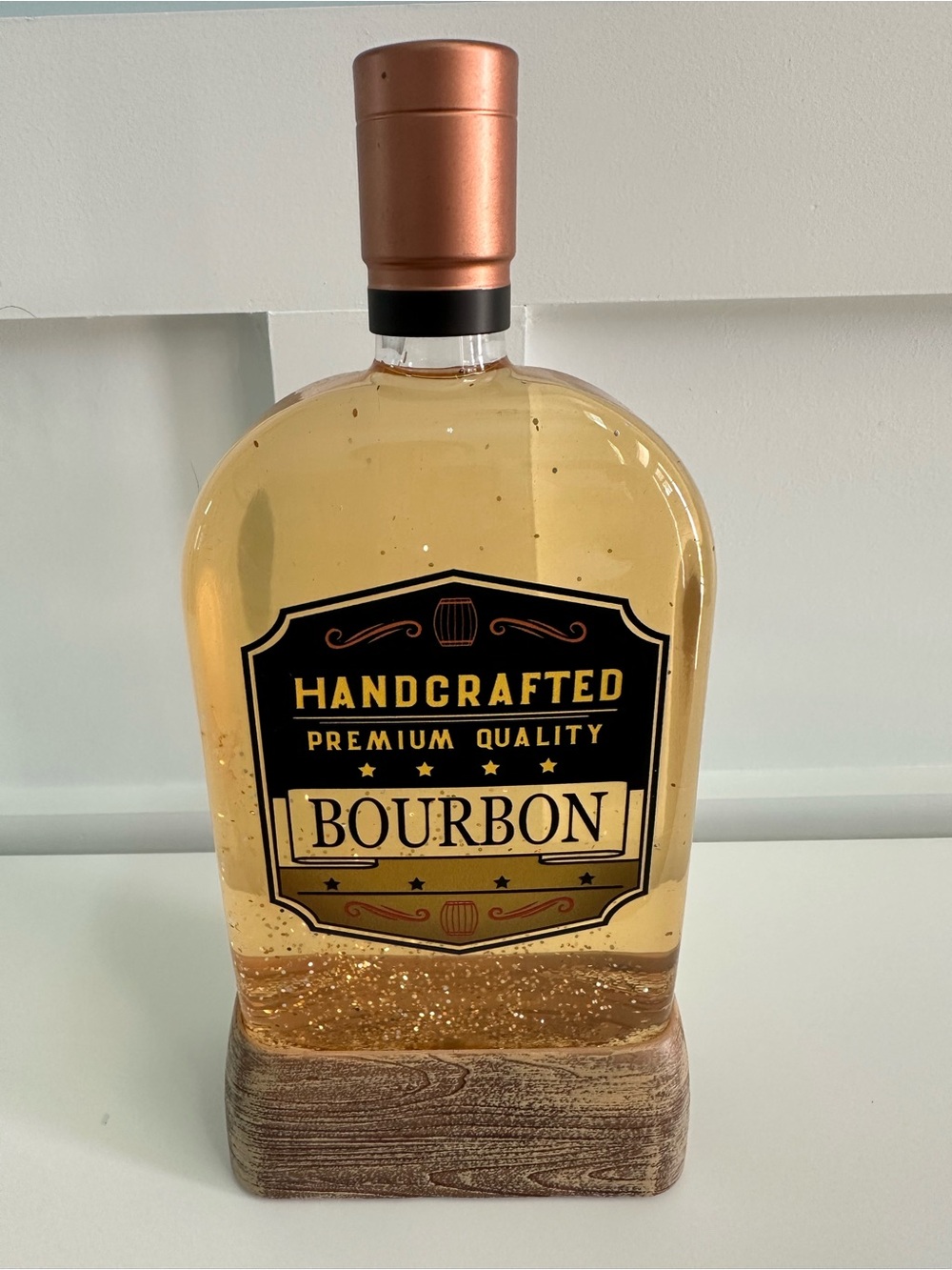 11” Light-Up Bourbon Bottle Moving Glitter Bar Decor